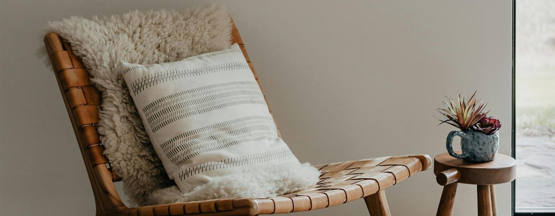 a chair with a pillow