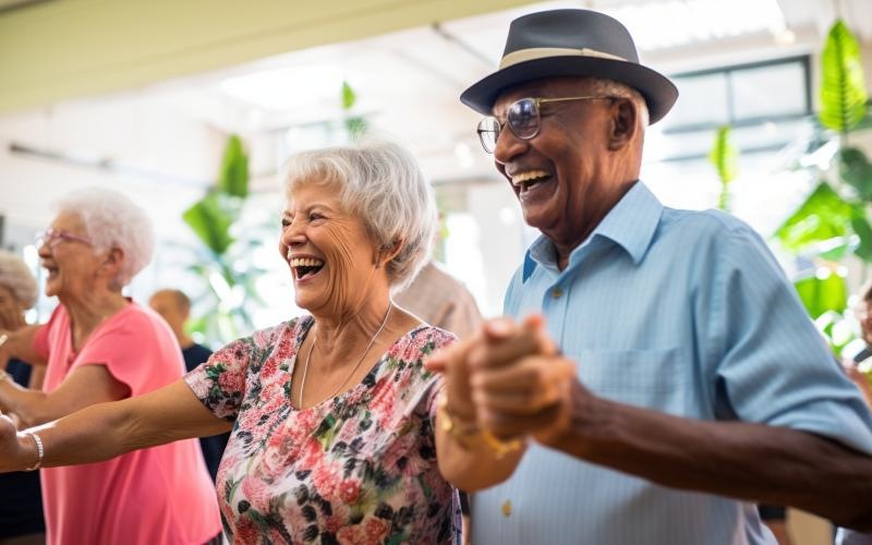 a man and woman dancing